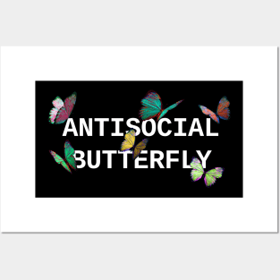ANTISOCIAL BUTTERFLY Rainbow White Posters and Art